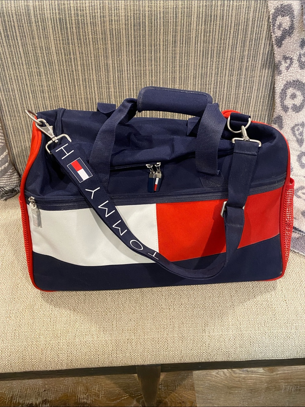 Tommy Hilfiger Navy, Red & White Colorblock Duffel Bag